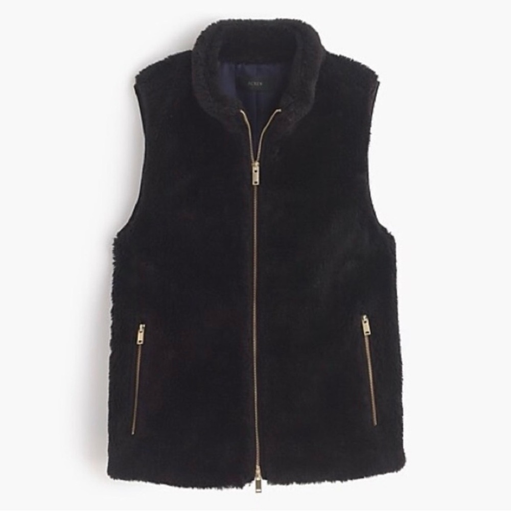 J. Crew Plush Fleece Vest in Black Size Extra‎ Small